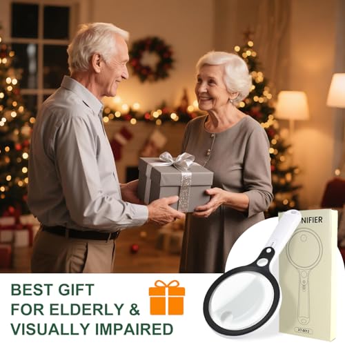 10X 20X 45X Magnifying Glass with 48 LED Light | Handheld Illuminated Lighted Magnifier with 5 Light Modes Rechargeable Magnifying Glass for Seniors Reading Inspection - color: White Handle