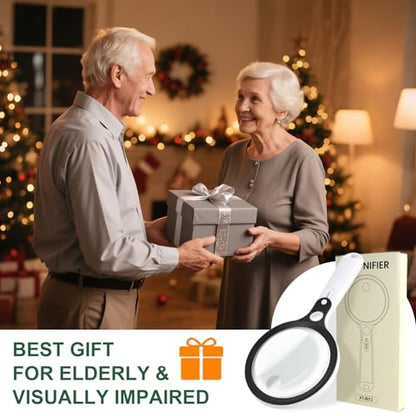 10X 20X 45X Magnifying Glass with 48 LED Light | Handheld Illuminated Lighted Magnifier with 5 Light Modes Rechargeable Magnifying Glass for Seniors Reading Inspection - color: White Handle
