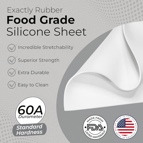 Exactly Rubber White Silicone Sheet, Food Grade - 1/32 x 18” x 36” 60A Durometer, Made in The USA - size: 1/32 x 18 x 36