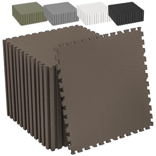 1/2" Thick 24 Pcs 96 Sq Ft EVA Foam Puzzle Exercise Mats, High-Density Interlocking Foam Floor Tiles for Home Gym, Gym Mat for Workout Equipment & Direct Exercise, Floor Padding for Kids - color: Brown, size: 96 Sq Ft (24 Tiles)