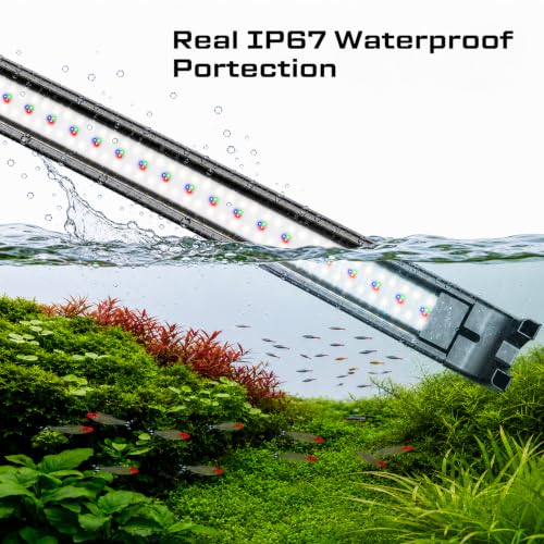 24-29in Freshwater Aquarium Light, RGB+W Fish Tank Light | 24/7 Timer with Remote, Full Spectrum Aquarium IP67 Plant Light, Dimmable RGBW Brightness, Plant&Fish Preset Modes, DIY Mode - size: 24-29inch