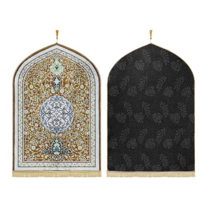 Muslim Prayer Mat Turkish Islamic Praying Rug Portable Prayer Carpet Eid Ramadan Janamaz Rug Adult Sajadah Islam Mat - color: Yellow
