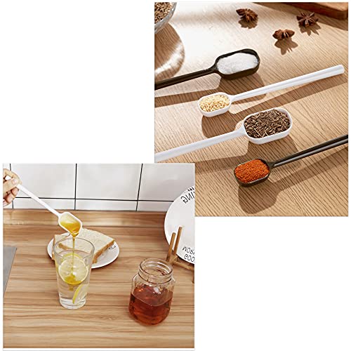 EIKS 4-Pcs Long Handle Scoop Measuring Spoons, Work Well for Deep Jars | For Dry and Liquid Ingredients, Coffee bean, Salts, Sugar, Syrup Honey, Apply for Kitchen Cooking Baking