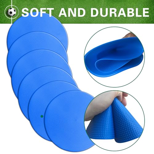Poly Spot Markers 4 inch/9 inch Non-Slip Rubber Agility Training Markers Floor Dots Flat Field Cones for Football, Soccer, Basketball, School Exercise Drills, Dance Practice - style: 9 inch 12 Pcs Blue (TPE)