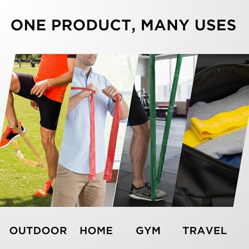THERABAND CLX Resistance Band with Loops, Fitness Band for Home Exercise and Workouts - color: Red/Green - Medium/Heavy