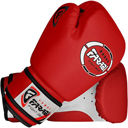 Kids Boxing Gloves for 3-10 Years 4 oz Youth Boxing Gloves Junior Punching Gloves MMA Muay Thai Boys and Girls Training Gloves - color: Red/White