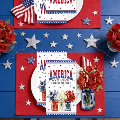 Rakuto 250 Anniversary Napkins Decorations - 100 Pcs America 1976-2026 Red White and Blue Napkins Decorations, 4th of July 250th Anniversary Party Paper Supplies for USA 250th Birthday - style: 250 Anniversary