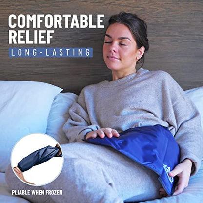 Glacial Comfort Gel Ice Pack for Back Pain - (21''x13'') Reusable Cold Pads Hip, Knee, Shoulder Injuries, Muscle Strains, Migraine & Postpartum Recovery with Flex Technology Compression Pad, Blue - size: X-Large (21" x 13")
