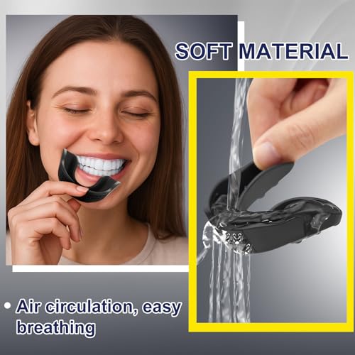 BBTO 6 Pack Black Sports Mouth Guard EVA Moldable Breathable Mouth Protection Athletic Mouthpiece with Perforation for Adult Mouthpieces for Team Sports Basketball Boxing Football Lacrosse Hockey
