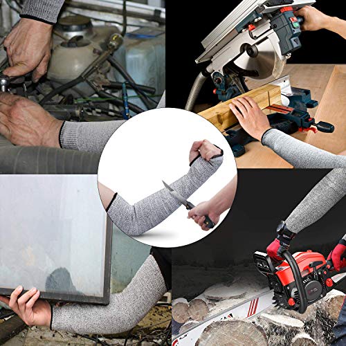 Protective Arm Sleeves, Cut Heat Resistant Arm Protectors Anti Abrasion Safety Armband for Garden Kitchen Work 1 Pair - color: Grey (Medium, 1 Pair) With Thumb Hole