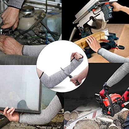Protective Arm Sleeves, Cut Heat Resistant Arm Protectors Anti Abrasion Safety Armband for Garden Kitchen Work 1 Pair - color: Grey (Medium, 1 Pair) With Thumb Hole