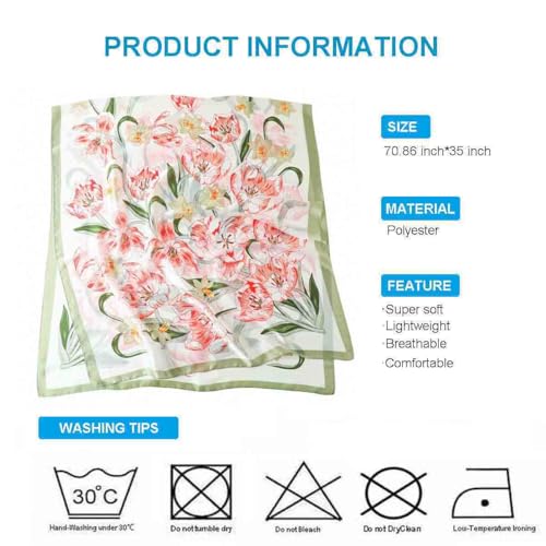 Xyueanlo Scarfs for Women Lightweight Scarves Fashion Print Floral Pattern Head Scarf Wraps Shawls - color: Light Green
