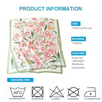 Xyueanlo Scarfs for Women Lightweight Scarves Fashion Print Floral Pattern Head Scarf Wraps Shawls - color: Light Green