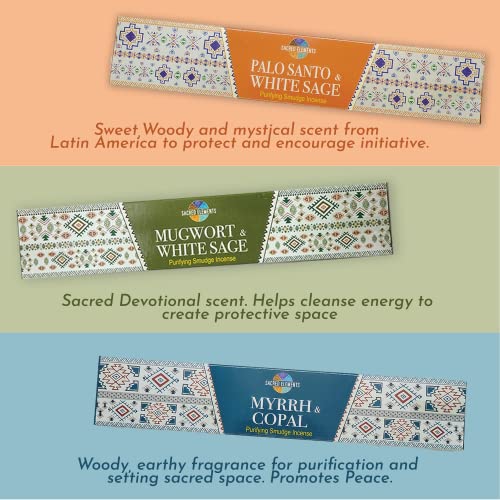 Cleansing Incense Sticks Variety Pack - 6 Masala Incenses - White Sage, Lavender, Myrrh, Copal Mexico & Palo Santo Incense Sticks | Inciensos para Sacar Malas Energias