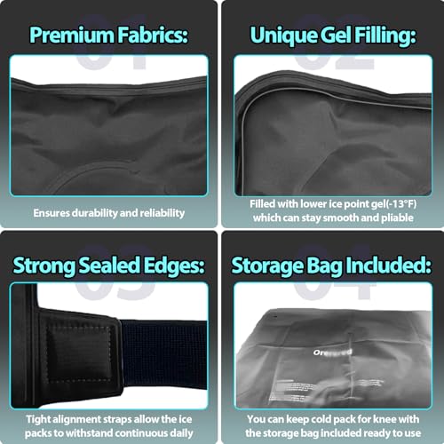 Ice Packs for Injuries Reusable, Knee Gel Ice Pack Wrap Pain Relief for Knee Replacement Surgery, Swelling, Meniscus Tear, ACL, Sports Injuries, Bruises and Arthritis, Elbow Ice Pack Black - color: Knee Ice Wrap-black