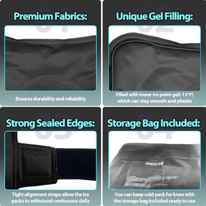 Ice Packs for Injuries Reusable, Knee Gel Ice Pack Wrap Pain Relief for Knee Replacement Surgery, Swelling, Meniscus Tear, ACL, Sports Injuries, Bruises and Arthritis, Elbow Ice Pack Black - color: Knee Ice Wrap-black