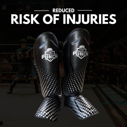 Shin Guards Kickboxing Leg Pads with Instep Protection, Muay Thai MMA Martial Arts Kicking Sparring Training Gear - color: Black & Silver, size: X-Large