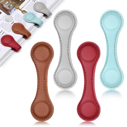 Wonvoc 4 PCS Magnetic Bookmarks, Leather Magnetic Bookmarks - color: 4 Colors