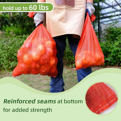 Extra Large Mesh Produce Bags 60 lbs Reusable Onion Sacks Vegetable Storage Bags Washable Net Bag 21” x 32” for Onion Potato Firewood Crawfish, Pack of 10