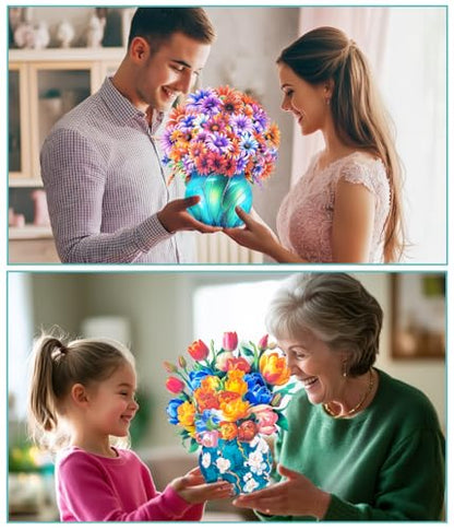 Magic Ants Pop Up Floral Bouquet Cards Set – Greeting Cards with Envelopes & Blank Notes for Women's Birthday, Mother's Day, Thank You, Get Well - style: ‎Gerbera Daisies, Tulips, Sunflowers & Roses, White Dasies