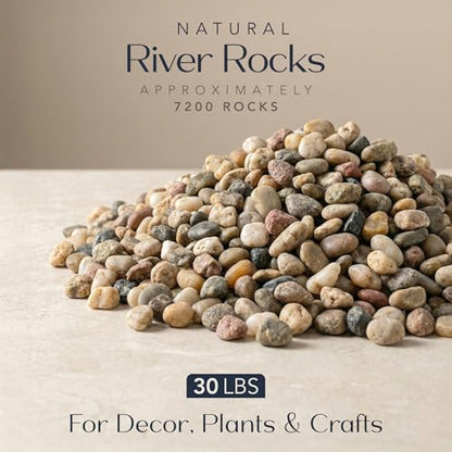 Royal Imports River Rocks, Aquarium Gravel – Natural 0.5"- 0.75" - 30 lbs | Decorative Ornamental Vase Filler Pebbles for Potted Plants, Terrariums, Vases, Succulents, Fish Tank Gravel, DIY & Crafting - size: Small - 30 lbs, style: Natural