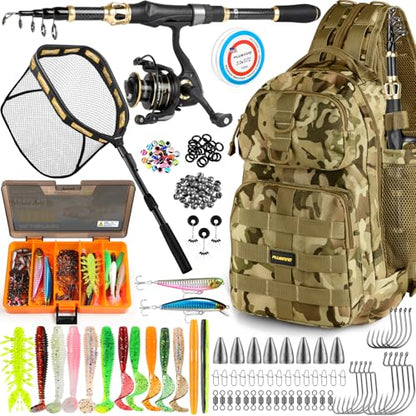 PLUSINNO Fishing Backpack with Fishing Floating Net, Fishing Gear, Tackle Boxes,Waterproof Fishing Tackle Bag, Fishing Gifts for Men - color: Khaki Fishing Backpack