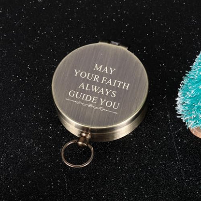 Baptism Gifts for Boys Men - Engraved Compass Christian Gifts for Men, Religious Catholic Compass Gift for Man Boys Baptism & First Communion & Confirmation, Pocket Compasses Engraved with Bible Verse