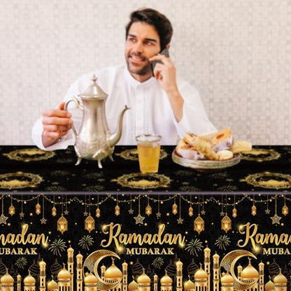 tineit 3 Pieces Ramadan Table Cloth, Ramadan Mubarak Table Decorations, Ramadan Decor Table Covers, Ramadan Decorations for Home Eid Mubarak Table Cloth