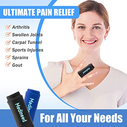 2PCS Finger Sleeves Gel Ice Pack, Lasting Cold Compress Freeze Sleeve, Reusable Finger Brace Ice Packs for Injuries, Arthritis, Tendonitis, Gout, Sprains, Middle Protectors (Black) - color: Black