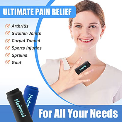 2PCS Finger Sleeves Gel Ice Pack, Lasting Cold Compress Freeze Sleeve, Reusable Finger Brace Ice Packs for Injuries, Arthritis, Tendonitis, Gout, Sprains, Middle Protectors (Black) - color: Black