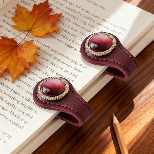 Elegant Design Magnetic Journal Clip, Decorative Bookmark Clips - style: Wine Red 2 Pcs