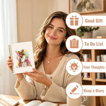Jesus Cross Bible Journal, Christian Gifts for Women, Inspirational Hardcover Spiral Notebook, Religions Journaling for Church Notes Scripture Study Stationery Supplies 5.5x8.3 Inch - color: Jesus Cross