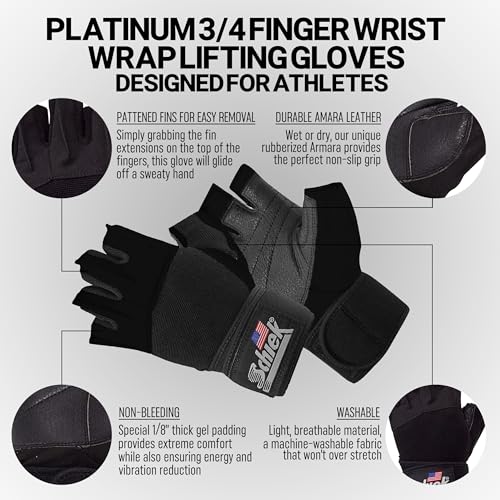 Schiek Sports 540 Platinum Lifting Gloves - Weightlifting Gloves with Wrist Wrap Support for Gym Workouts - size: X-Large