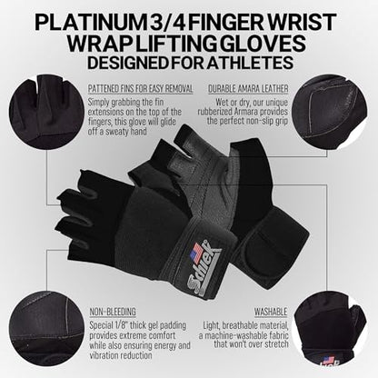 Schiek Sports 540 Platinum Lifting Gloves - Weightlifting Gloves with Wrist Wrap Support for Gym Workouts - size: X-Small