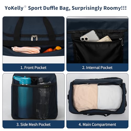 40L Gym Bag for Men, Navy Blue | 20 inch, Sport Duffle Bag, Weekender, Travel - color: Navy Blue