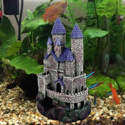 Aquarium Castle Decoration, Fish Castle Ornament, Simulated Hideout Cave with Simulation, and for Freshwater Saltwater Fish Decor