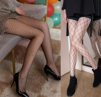 MengPa Women's Fishnets Tights High Waist Stockings Party Thigh High Pantyhose - color: 4pcs-black