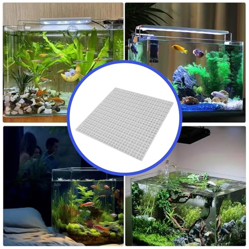 Fish Tank Cover, Aquarium Lid 4Pcs 12x12 Gridding Fish Tank Lid Anti-Jump Cat-Proof Aquarium Hood with 6 Clamp Breathable Cuttable Nonopaque Cover