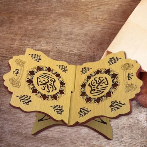 Wooden Eid Islamic Book Shelf, Small Wooden Recipe Stand for Ramadan Bible Holder Kuran Quran Koran Holy Book Stand - color: B