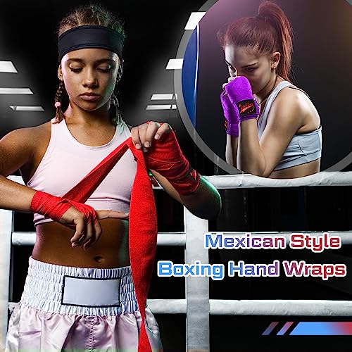 Lenwen 10 Pairs 120 Inch Boxing Hand Wraps for Gloves Elastic Mexican Style Boxing Inner Gloves Muay Thai MMA Wrist Wraps for Men Women Youth Kickboxing Boxer Beginner Training - color: Multicolor