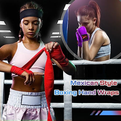 Lenwen 10 Pairs 120 Inch Boxing Hand Wraps for Gloves Elastic Mexican Style Boxing Inner Gloves Muay Thai MMA Wrist Wraps for Men Women Youth Kickboxing Boxer Beginner Training - color: Multicolor