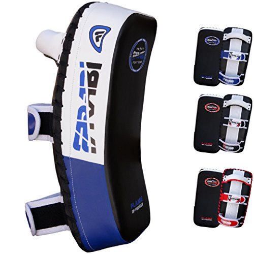 Farabi Thai Pads Kickboxing Muay Thai Training Strike Pads - color: White/Blue, size: Pair