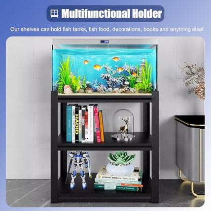 ZIMGOD Fish Tank Stand Adjustable Turtle Display Stand for 3 Fish Tanks, Steel Frame Terrariums Shelves for Farmhouse, Decorative Insect Tank Holder for Aquatic Plant(55x45 cm (21.65 x 17.7in)) - size: 55x45 cm (21.65 x 17.7in)
