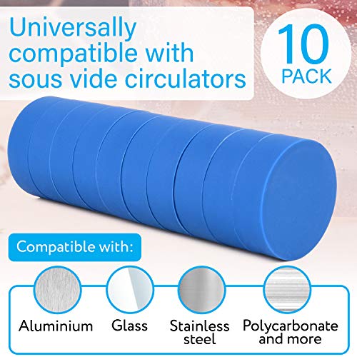 IMPRESA Sous Vide Clips & Magnets 10-Pack Blue Silicone - Secure Clamping with Silicone Sous Vide Clamps - Strong Holding Power for Bag Clips - Adjustable Magnet Slide for Precise Positioning