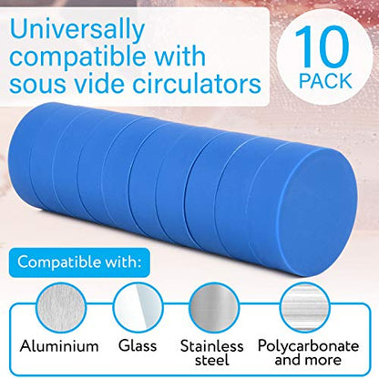 IMPRESA Sous Vide Clips & Magnets 10-Pack Blue Silicone - Secure Clamping with Silicone Sous Vide Clamps - Strong Holding Power for Bag Clips - Adjustable Magnet Slide for Precise Positioning