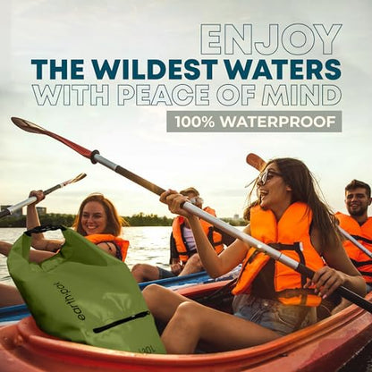 Earth Pak Waterproof Dry Bag with Zippered Pocket - Waterproof Dry Bag Backpack Keeps Gear Dry - color: Forest Green, size: 5L