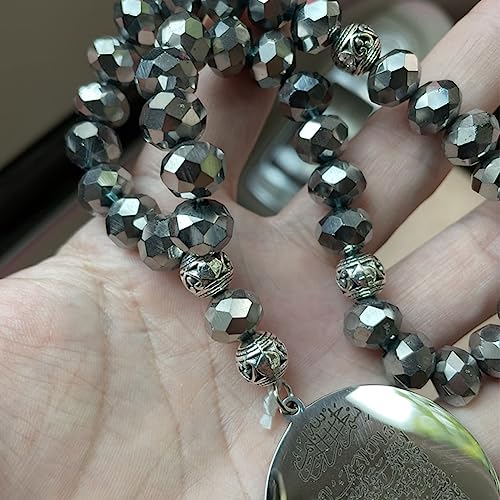 Muslim car Hanging AYATUL KURSI Prayer 33 Beads Ottoman Stainless Steel Crystal Car Pendant