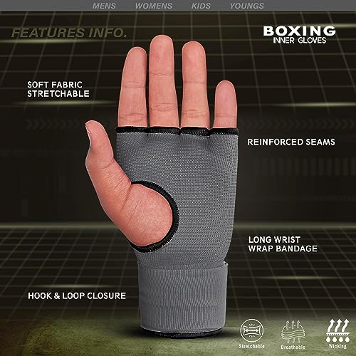FARABI Kids Hybrid Boxing Inner Gloves Punching Boxing Gloves - color: Grey