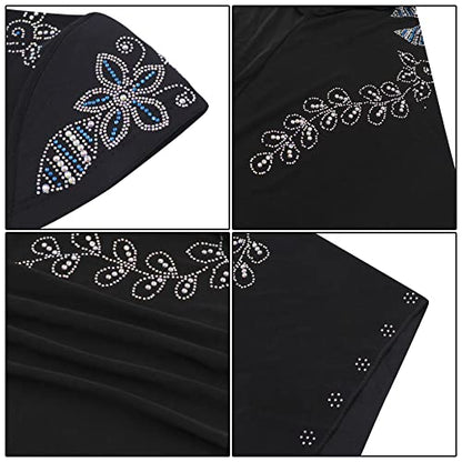 RARITYUS Women Bling Rhinestone Pearl Instant Scarf Muslim Hijab Fashion Shawl Head Wrap Turban Cap with Flower Accent - color: Z Color 4