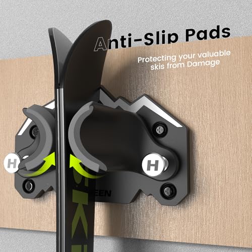Hikeen Ski & Snowboard Wall Mount,Fits Any Ski or Snowboard, Ski Wall Rack Non-Slip Storage for Garage Organization,Space-Saving Winter Gear Organizer,1 Pack - size: 1 pack